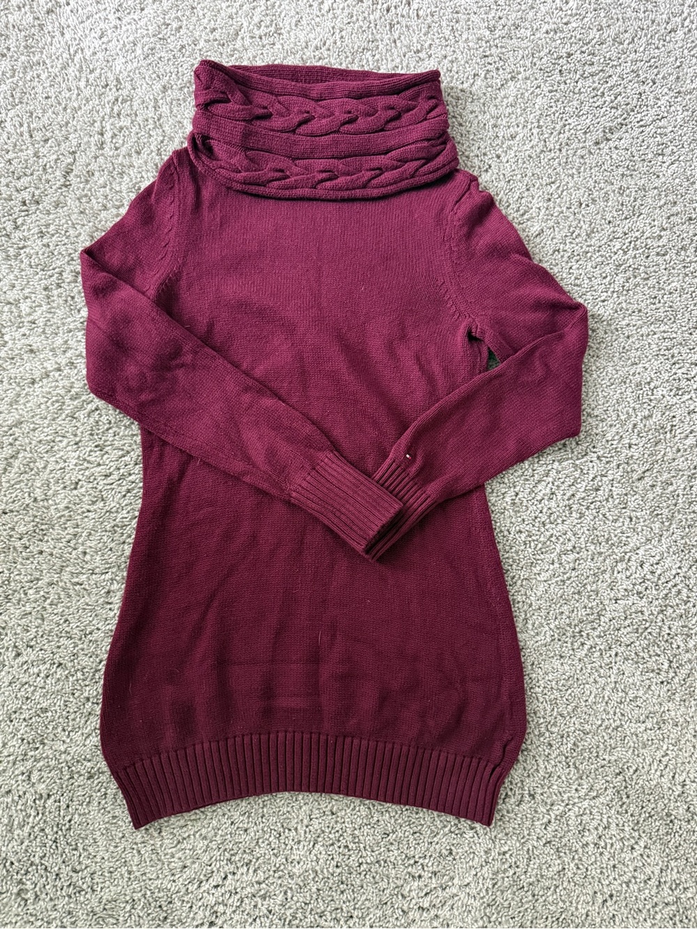 Tommy Hilfiger Burgundy Mini Turtleneck Sweater Dress